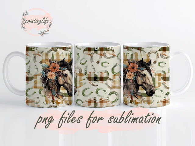 Horse Mug Wrap Design, Instant Digital Design Download Mug Wrap Design, Mug Design PNGDownload 11oz Sublimation PrintingLife 