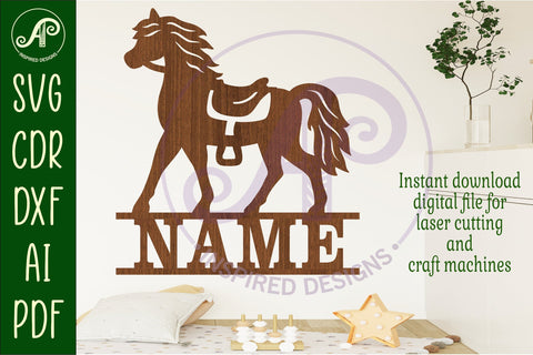 Horse name sign svg laser cut template design 2 SVG APInspireddesigns 