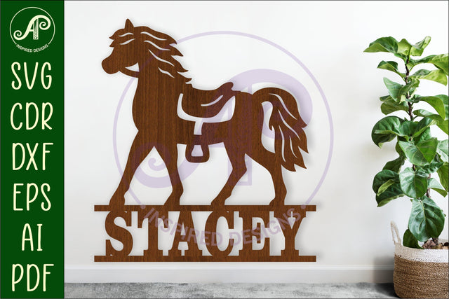 Horse name sign svg laser cut template design 2 SVG APInspireddesigns 