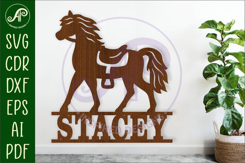 Horse name sign svg laser cut template design 2 SVG APInspireddesigns 