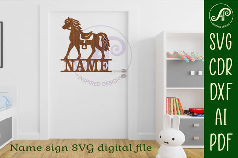 Horse name sign svg laser cut template design 2 SVG APInspireddesigns 