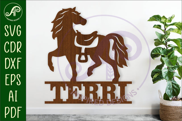 Horse name sign svg laser cut template design 3 SVG APInspireddesigns 