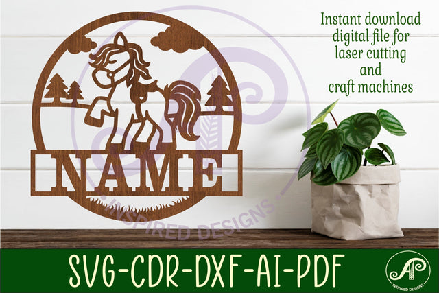 Horse name sign svg laser cut template SVG APInspireddesigns 