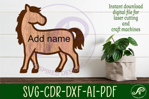 Horse outline two layer name sign SVG APInspireddesigns 