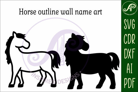 Horse outline two layer name sign SVG APInspireddesigns 