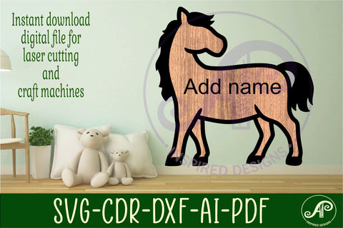 Horse outline two layer name sign SVG APInspireddesigns 