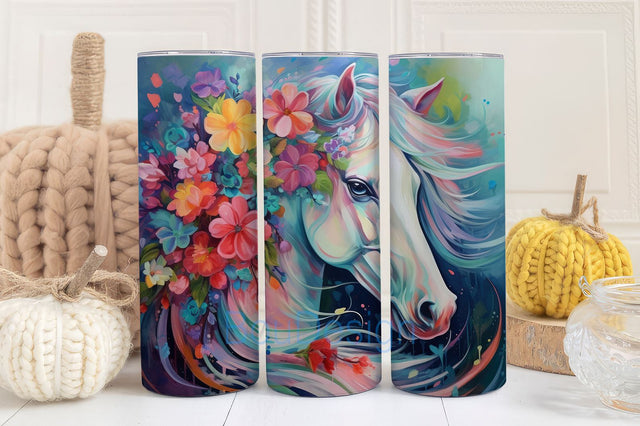 Horse Painting Tumbler Wrap Sublimation Design 20oz Skinny Tumbler PNG File Digital Download Sublimation BouDesign 