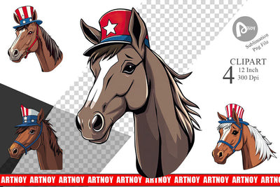 Horse Patriotic Clipart Sublimation artnoy 