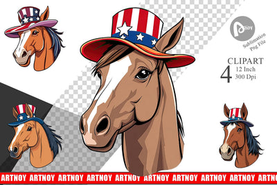 Horse Patriotic Clipart Sublimation artnoy 
