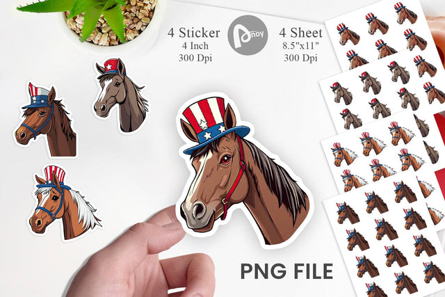 Horse Patriotic Sticker Sublimation artnoy 