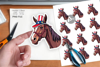 Horse Patriotic Sticker Sublimation artnoy 