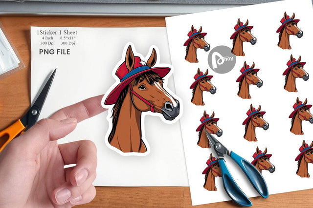 Horse Patriotic Sticker Sublimation artnoy 