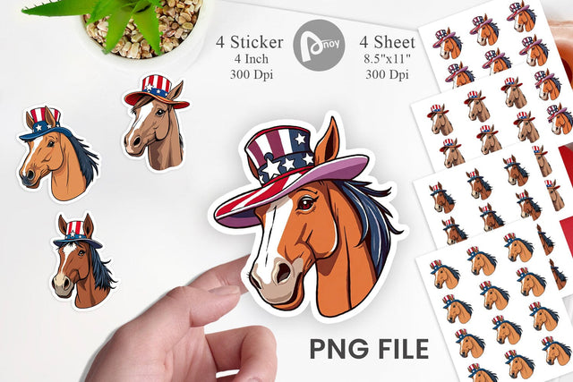 Horse Patriotic Sticker Sublimation artnoy 