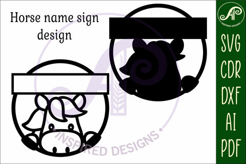 Horse peeking name sign svg laser cut template SVG APInspireddesigns 