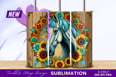 Horse Portrait With Sunflowers And Roses Design Sublimation Regulrcrative 