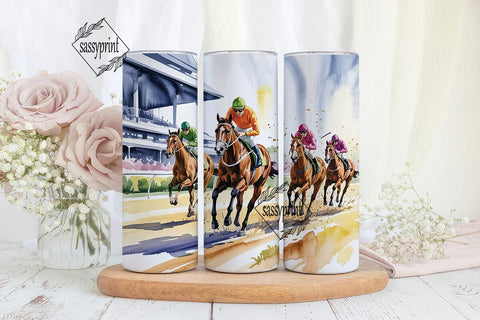 Horse Racing Watercolor 20oz Tumbler Sublimation sassyprint 