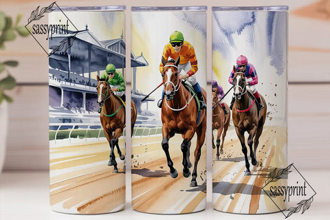 Horse Racing Watercolor 20oz Tumbler Sublimation sassyprint 