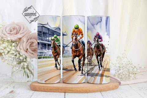 Horse Racing Watercolor 20oz Tumbler Sublimation sassyprint 