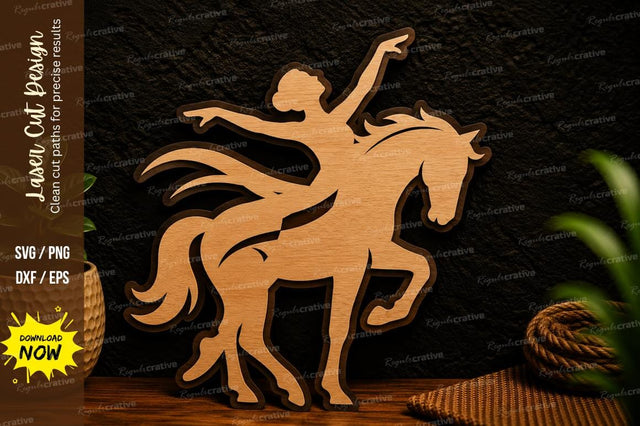 Horse Rider Silhouette Laser Cut Svg Design SVG Regulrcrative 