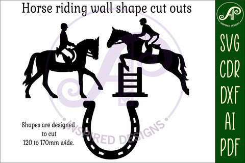 Horse riding SVG bundle. 3 designs, Vector files, laser cut file, shapes. Ai, Cdr, Dxf instant download digital file SVG APInspireddesigns 