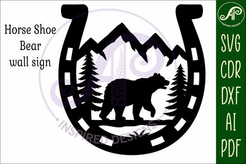 Horse Shoe Bear animal wall sign SVG APInspireddesigns 