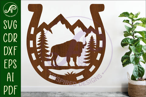 Horse Shoe Bison animal wall sign SVG APInspireddesigns 