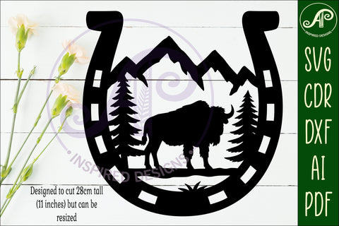 Horse Shoe Bison animal wall sign SVG APInspireddesigns 