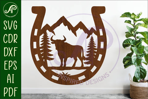 Horse Shoe Bull animal wall sign SVG APInspireddesigns 