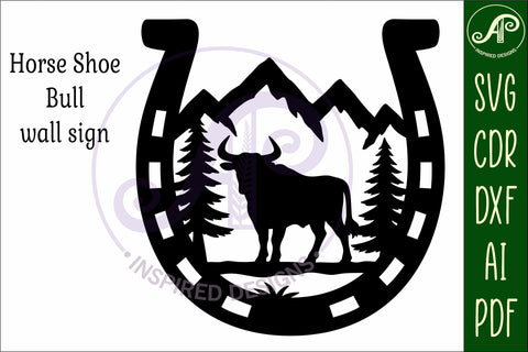 Horse Shoe Bull animal wall sign SVG APInspireddesigns 