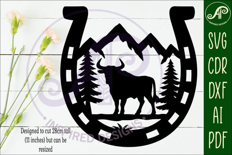 Horse Shoe Bull animal wall sign SVG APInspireddesigns 