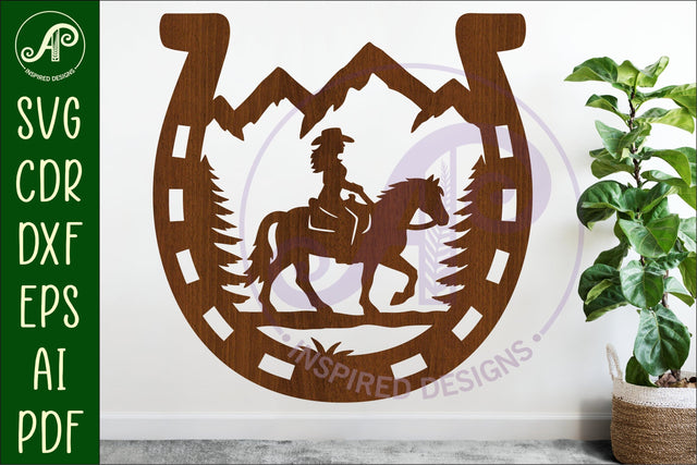 Horse Shoe Cowgirl wall sign SVG APInspireddesigns 