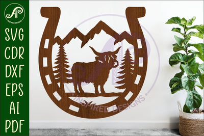 Horse Shoe highland cow wall sign SVG APInspireddesigns 