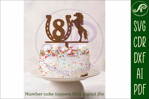 Horse shoe number cake toppers, 17 designs SVG laser cut SVG APInspireddesigns 
