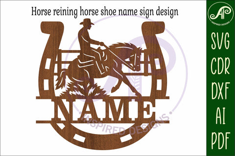 Horse Shoe Reining Name sign svg laser cut template SVG APInspireddesigns 