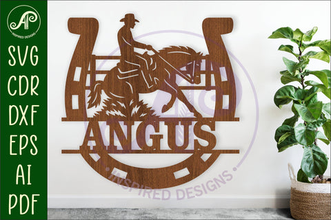 Horse Shoe Reining Name sign svg laser cut template SVG APInspireddesigns 