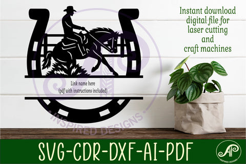 Horse Shoe Reining Name sign svg laser cut template SVG APInspireddesigns 