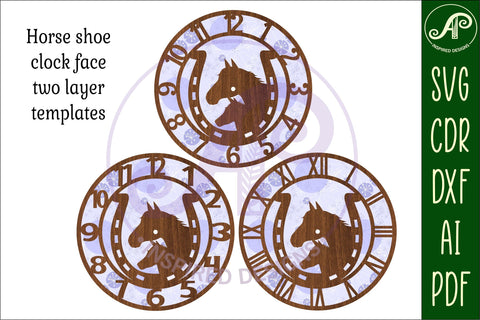 Horse shoe wall clock laser cut files, SVG file. vector SVG APInspireddesigns 