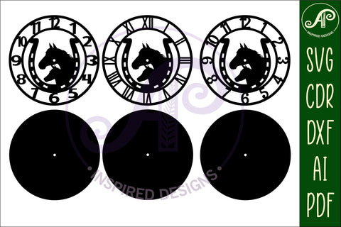 Horse shoe wall clock laser cut files, SVG file. vector SVG APInspireddesigns 