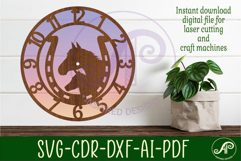 Horse shoe wall clock laser cut files, SVG file. vector SVG APInspireddesigns 