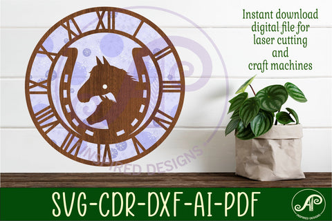 Horse shoe wall clock laser cut files, SVG file. vector SVG APInspireddesigns 