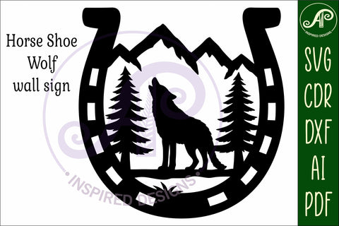Horse Shoe Wolf animal wall sign SVG APInspireddesigns 