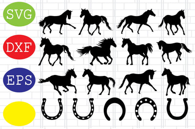 Horse Silhouette, Horseshoe Svg, Animal Svg, Horse Lover Svg, Jpg, Eps, Dxf Files SVG DigitalSvgFiles 
