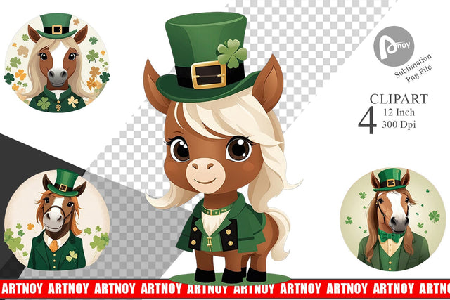 Horse St. Patrick Clipart Sublimation artnoy 