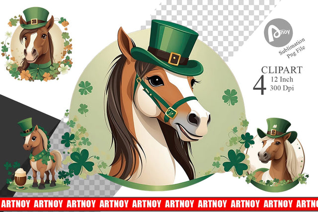 Horse St. Patrick Clipart Sublimation artnoy 