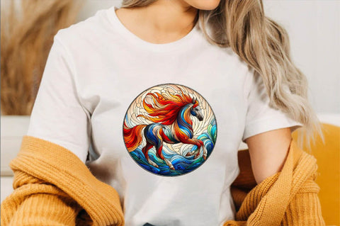 Horse Stained Glass Clipart Sublimation SVGArt 