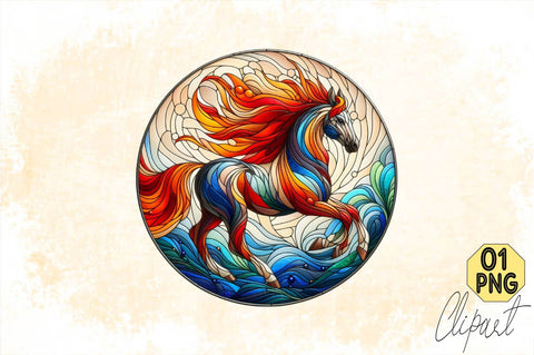 Horse Stained Glass Clipart Sublimation SVGArt 