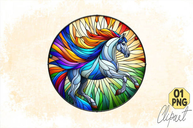 Horse Stained Glass Sublimation Clipart PNG Sublimation SVGArt 