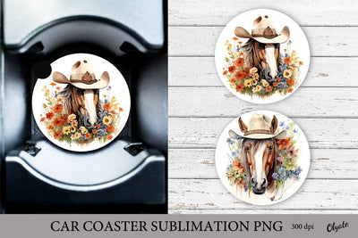 Horse Sublimation PNG. Western Car Coaster PNG Sublimation Olga Terlyanskaya 