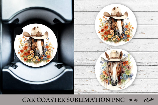 Horse Sublimation PNG. Western Car Coaster PNG Sublimation Olga Terlyanskaya 