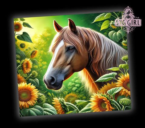 Horse Sunflower Floral 20oz Tumbler, Sunflower Tumbler, Farm Animal Tumbler, Floral Design, Sublimation Wrap, 20oz Tumbler, Nature Lover Gift Sublimation SvggirlplusArt 
